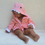 Baby Bathrobe Cotton Pink Shark