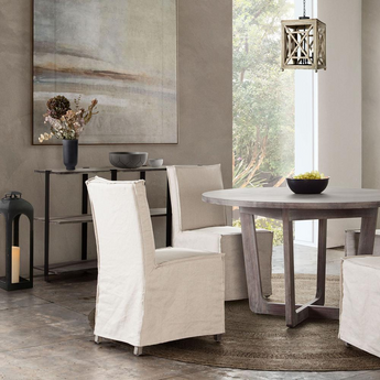 Sonoma 2-Pack Dining Chairs with Wood Legs and Sand Linen Removable Slipcover