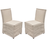 Sonoma 2-Pack Dining Chairs with Wood Legs and Sand Linen Removable Slipcover