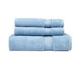 Zero Twist Light Blue 3 Piece 100% Cotton Towel Set