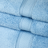 Zero Twist Light Blue 3 Piece 100% Cotton Towel Set