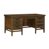 Toddrick 62.25 in. Rectangular Brown Cherry Wood Executive Desk with Drawer and Cabinet