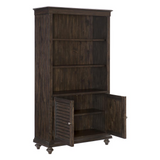 Karren 73.5 in. Driftwood Charcoal Wood 3 Shelves Standard Bookcase with Storage Cabinet