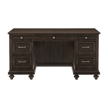 Karren 58 in. Rectangular Driftwood Charcoal Wood Executive Desk with Drawer