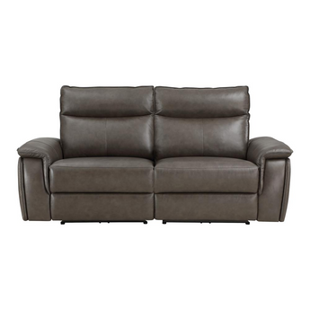 Verkin 80 in. W Pillow Top Arm Leather Straight Power Double Reclining Loveseat with Power Headrests in Dark Brown