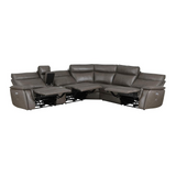 Verkin 129 in. W Pillow Top Arm 6-piece Leather L Shaped Sectional Sofa in Dark brown
