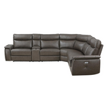 Verkin 129 in. W Pillow Top Arm 6-piece Leather L Shaped Sectional Sofa in Dark brown