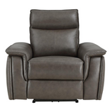 Verkin Dark Brown Leather Upholstery Power Reclining Chair with Power Headrest