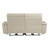 Verkin 80 in. W Pillow Top Arm Leather Straight Power Double Reclining Loveseat with Power Headrests in Taupe