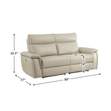 Verkin 80 in. W Pillow Top Arm Leather Straight Power Double Reclining Loveseat with Power Headrests in Taupe