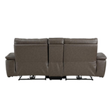 Verkin 93.5 in. W Pillow Top Arm Leather Straight Power Double Reclining Loveseat with Center Console and Power Headrests in Dark Brown