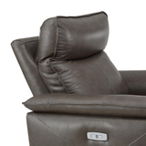 Verkin Dark Brown Leather Upholstery Power Reclining Chair with Power Headrest (Set of 2)