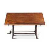 Artezia 62-Inch Reclaimed Teak Wood Drafting Desk with Adjustable Crank