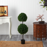 3.5ft. Boxwood Double Ball Artificial Topiary Tree UV Resistant (Indoor/Outdoor)