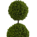 4ft. Boxwood Double Ball Topiary Artificial Tree in Oval Planter UV Resistant (Indoor/Outdoor)