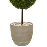 4ft. Boxwood Double Ball Topiary Artificial Tree in Oval Planter UV Resistant (Indoor/Outdoor)