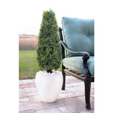41in. Boxwood Topiary with Textured White Planter UV Resistant (Indoor/Outdoor)