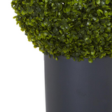 30in. Boxwood Artificial Topiary Plant in Gray Cylinder Planter (Indoor/Outdoor)
