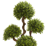 55in. Four Ball Boxwood Artificial Topiary Tree in Tall White Planter