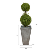 4ft. Double Boxwood Topiary Artificial Tree in Cement Planter (Indoor/Outdoor)