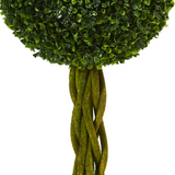 4ft. Boxwood Double Ball Artificial Topiary Tree with Woven Trunk, UV Resistant (Indoor/Outdoor)