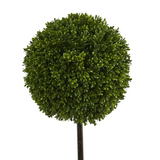 3.5ft. Boxwood Ball Topiary Artificial Tree in White Tower Planter UV Resistant (Indoor/Outdoor)