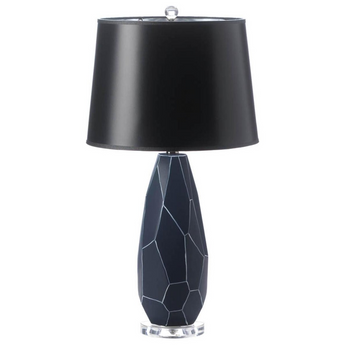 Dark Blue Gem Table Lamp with Black Paper Shade