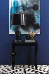 Dark Blue Gem Table Lamp with Black Paper Shade