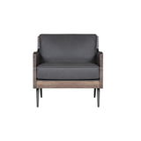 Karma Genuine Leather Live Edge Accent Chair, Slate