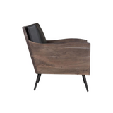 Karma Genuine Leather Live Edge Accent Chair, Slate