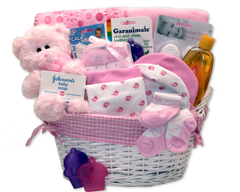 Simply Baby Necessities Basket - Pink - baby bath set -  baby girl gifts - new baby gift basket - baby gift baskets - baby shower gifts