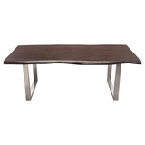 Bowen Solid Acacia Wood Top Dining Table with Live Edge in Espresso Finish w/ Nickel Plated Base by Diamond Sofa