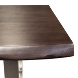 Bowen Solid Acacia Wood Top Dining Table with Live Edge in Espresso Finish w/ Nickel Plated Base by Diamond Sofa