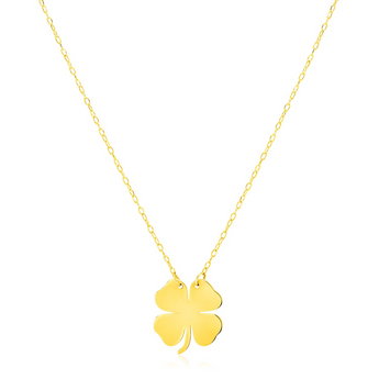 14K Yellow Gold Four Leaf Clover Necklace