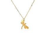 14k Yellow Gold Dragonfly Necklace with White Mother of Pearl