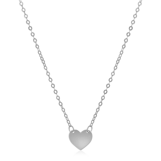 14k White Gold Polished Mini Heart Necklace