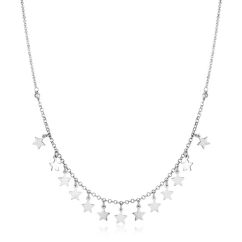 Sterling Silver Necklace with Polished Stars