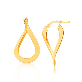 14k Yellow Gold Flat Polished Twisted Hoop Earrings