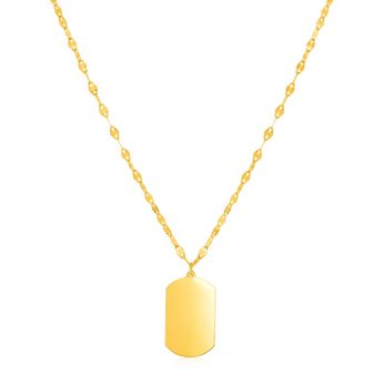 14K Yellow Gold Dog Tag Necklace