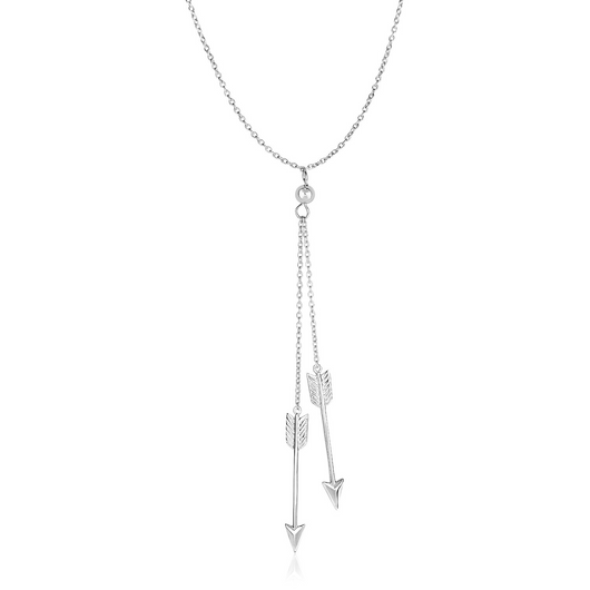 Sterling Silver 18 inch Lariat Necklace with Two Arrows