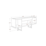 Celine Buffet Stand with Push to Open Doors and Steel Legs in Off White and Nude Mosaic Wood