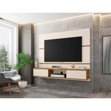 Vernon 62.99" Floating Entertainment Center in Off White and Cinnamon