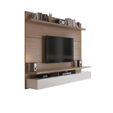 City 1.8 Floating Wall Theater Entertainment Center in Maple Cream and Off White