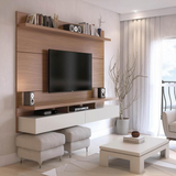 City Floating Entertainment Center in Maple Cream and Off White