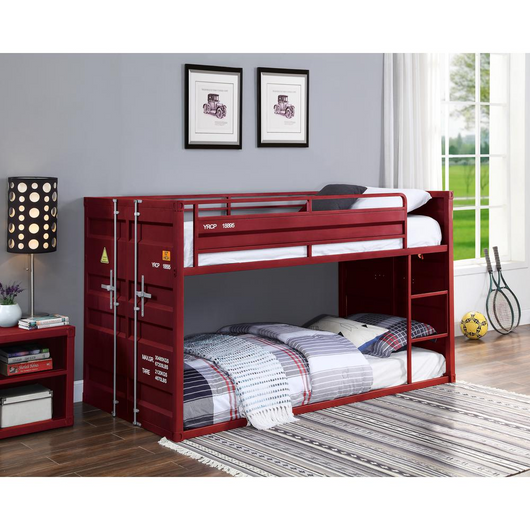 ACME Cargo Twin/Twin Bunk Bed, Red Finish