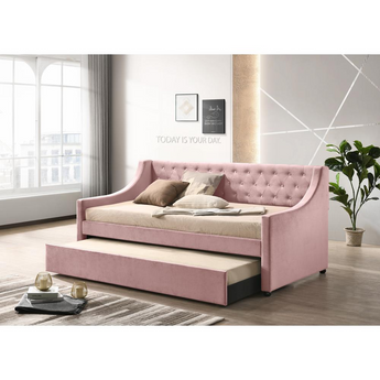 ACME Lianna Twin Daybed & Trundle, Pink Velvet