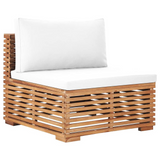 Garden Middle Sofa with Cream Cushion Solid Teak Wood 9374