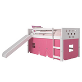 Twin Circles Low Loft W/Slide & Pink Tent Kit In White Finish