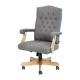 Gray Fabric Classic Executive Swivel Office Chair with Driftwood Arms and Base