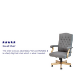 Gray Fabric Classic Executive Swivel Office Chair with Driftwood Arms and Base